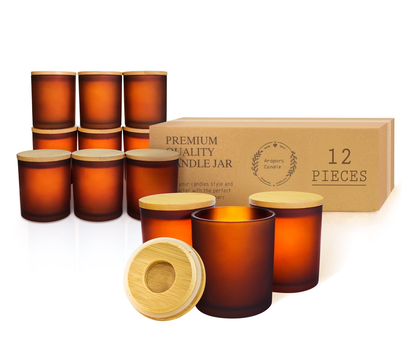 12 Pack Candle Jars for Making Candles 10 OZ Empty Candle Jars with Lids Bulk...