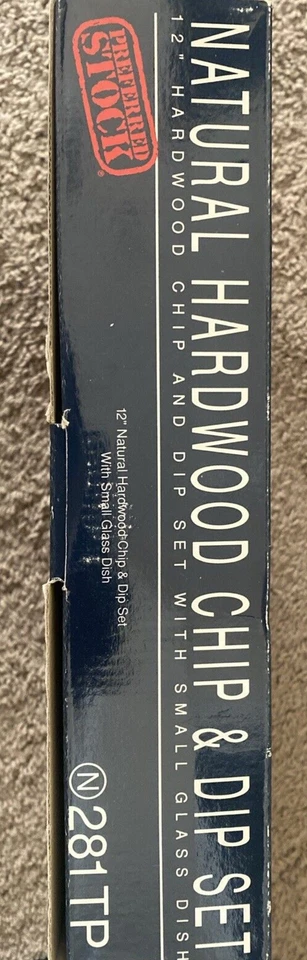 NIB Preferred Stock 12” Natural Hard Wood & Glass Bowl Chip & Dip Appetizer Set - Image 4 of 4