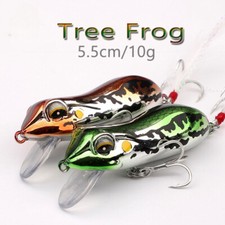 2PCS 5.5cm/10g Surface Tree Frog Floating Lure for Bass Snakehead Crappie Trout