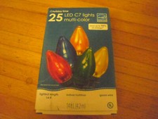 New  Holiday Time 25 counts Multi-Color LED C7 Lights Green Wire 14ft Long