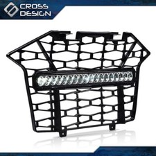 Front Bumper Mesh Grille w/ LED Light Bar Grill Fit For 2020-2023 Polaris RZR