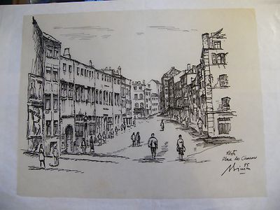 Metz Place des Charrons André Simon 1926-2014 Chinatinte auf Transparentpapier