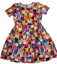 LuLaRoe Womens Dress Size 3XL Amelia Disney Castles Rainbow Princess 3X NWT