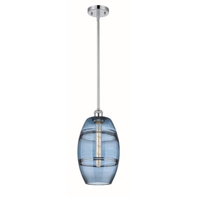 Innovations 516-1S Vaz 1Lt 8'' Stem Mini Pendant, CH/Blue - 516-1S-PC-G557-8BL