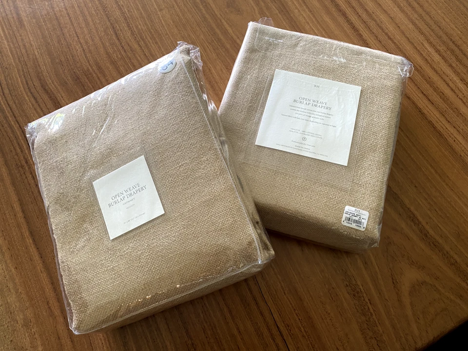  Hardware de restauración, cortinas de tejido abierto de arpillera 84" x 50" Foto 2 de 4