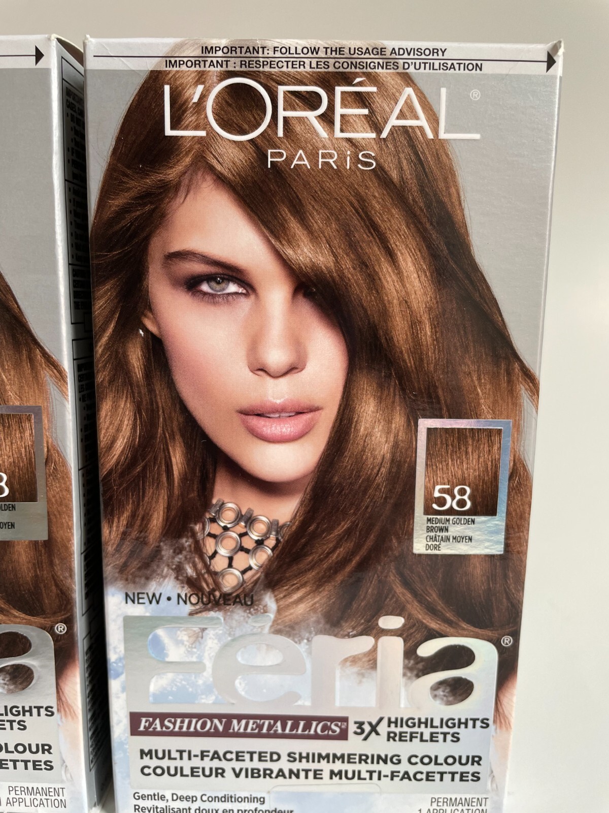 4x L'Oreal Paris Feria #58 Medium Golden Brown Bronze Shimmering Hair Color Dye