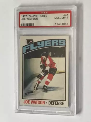 1976 O-PEE-CHEE NHL HOCKEY CARD #45 JOE WATSON PSA 8 NM-MT