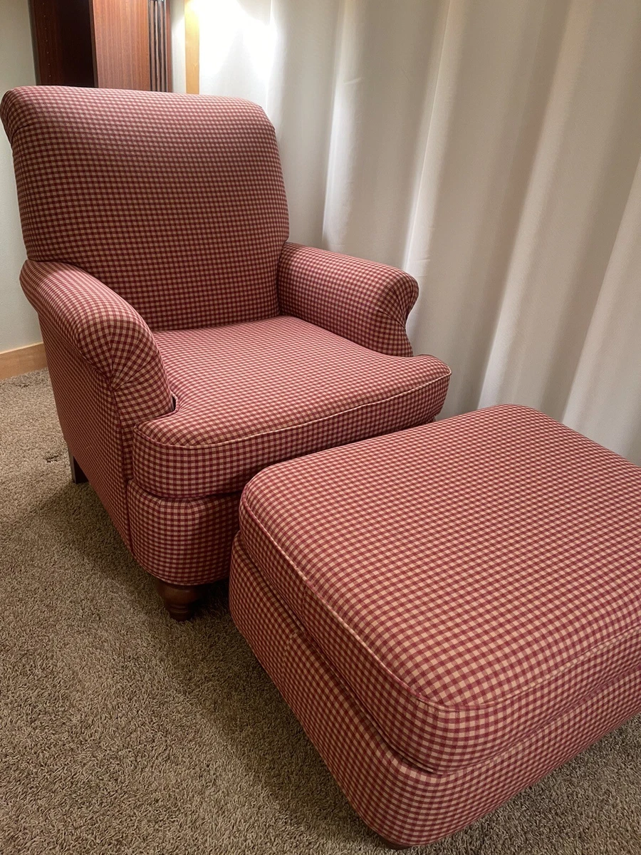 Plaid chair and ottoman deals