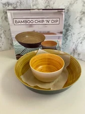 Bamboo Chip and Dip Holiday Party Tray Server