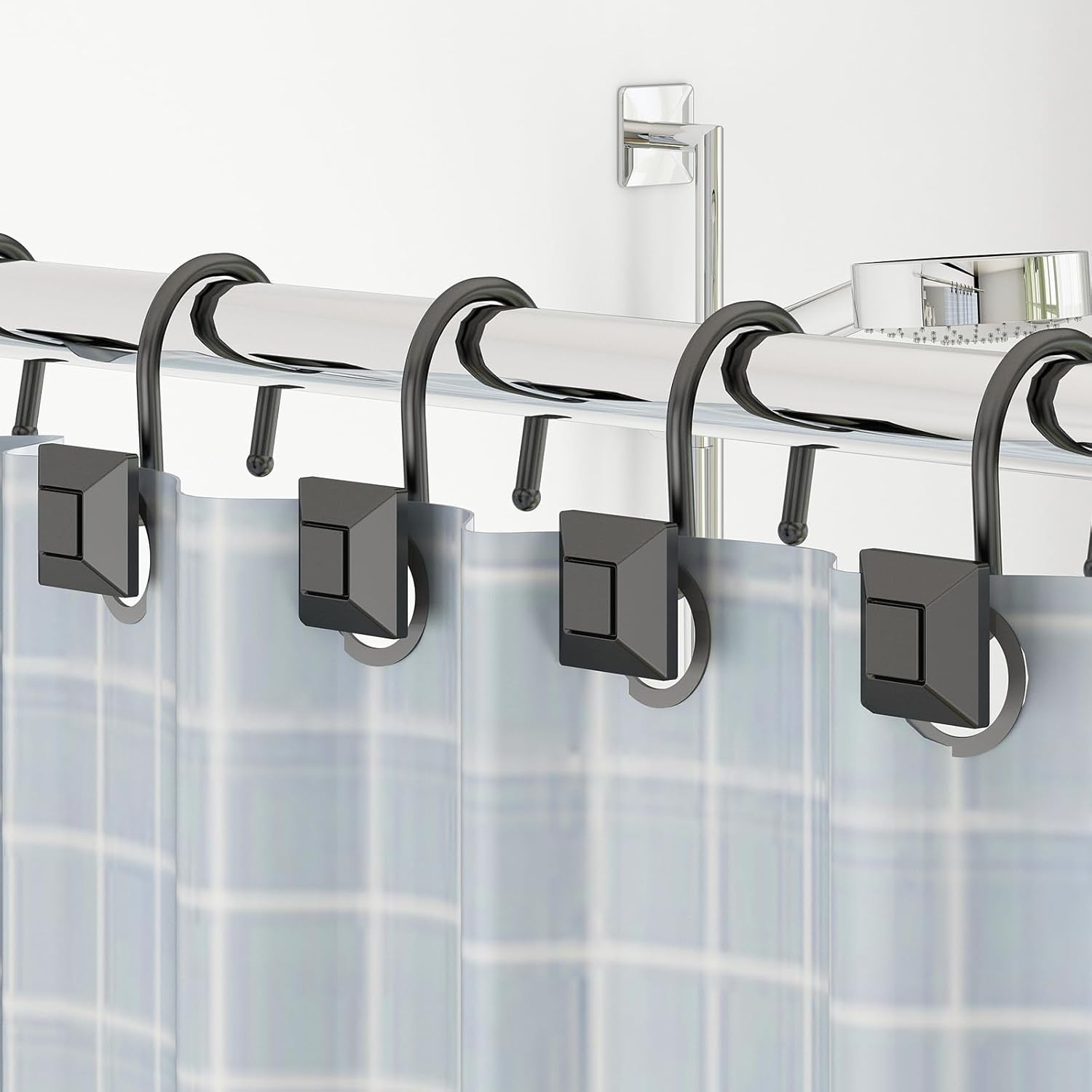 GILLAS Shower Curtain Decorative Hooks, Set of 12 Style A, Black 