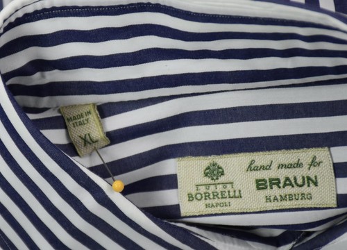 Camisa a Rayas Ajustadas Luigo Borrelli Para Hombres Talla XL COMO NUEVA - Imagen 3 de 4