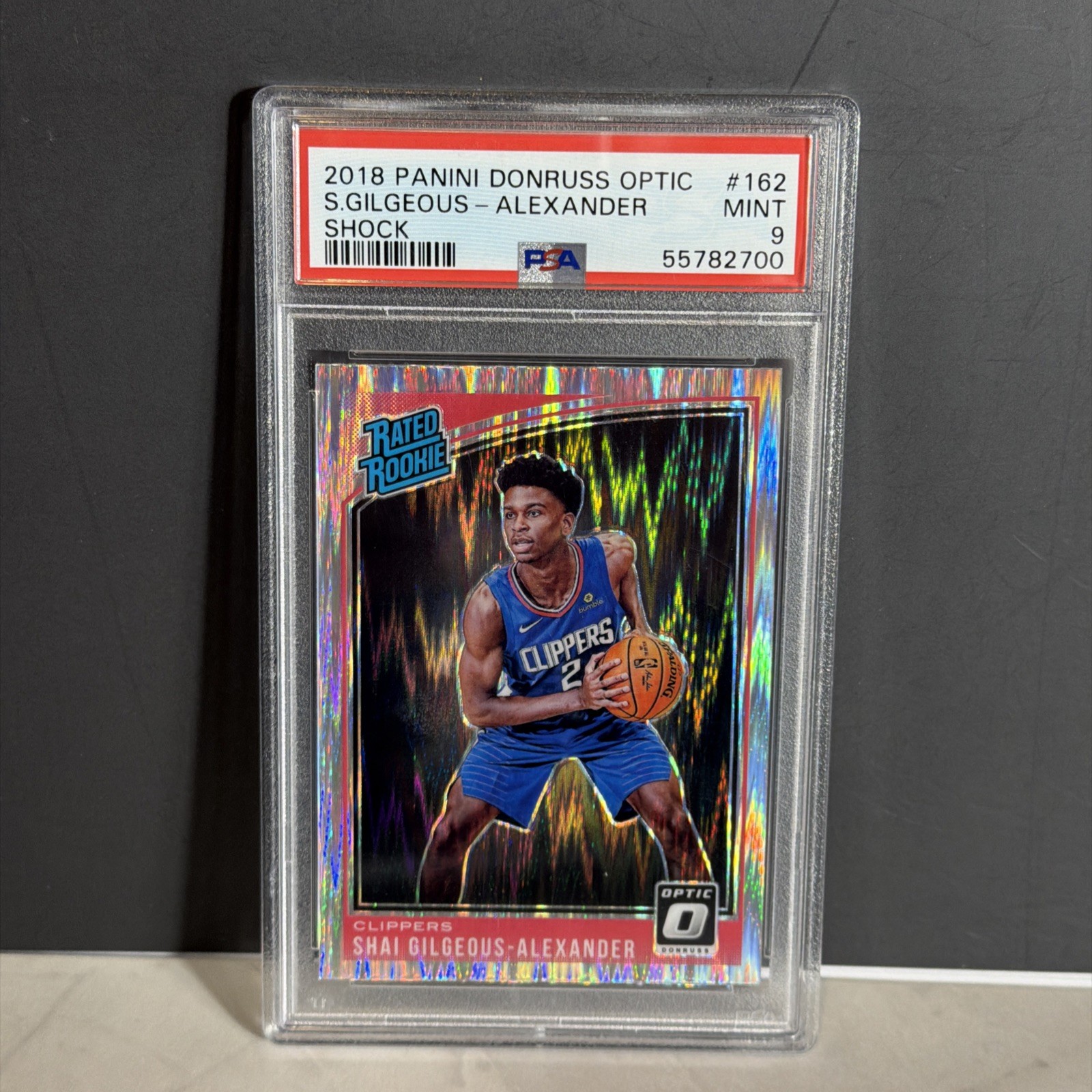 2018-19 Panini Donruss Optic Shai Gilgeous-Alexander Shock Rookie RC #162 PSA 9