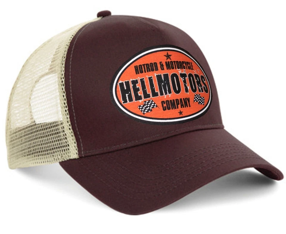Hellmotors Hot Rod & Motorcycle Trucker Cap V8 Oldschool Biker Basecap Mütze - Bild 1 von 1