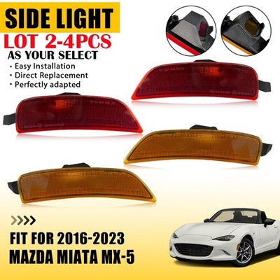 Front Rear Marker Side Lights Housing For 2016-23 Mazda Miata MX-5 Amber Red USA
