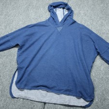 The North Face Sweatshirt Womens M Blue Logo Long Sleeve Hooded Hi Low Slit Hem