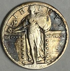 1919-Standing Liberty Quarter VF/XF with BEAUTIFUL GOLD TO BLUE ALBUM TONING
