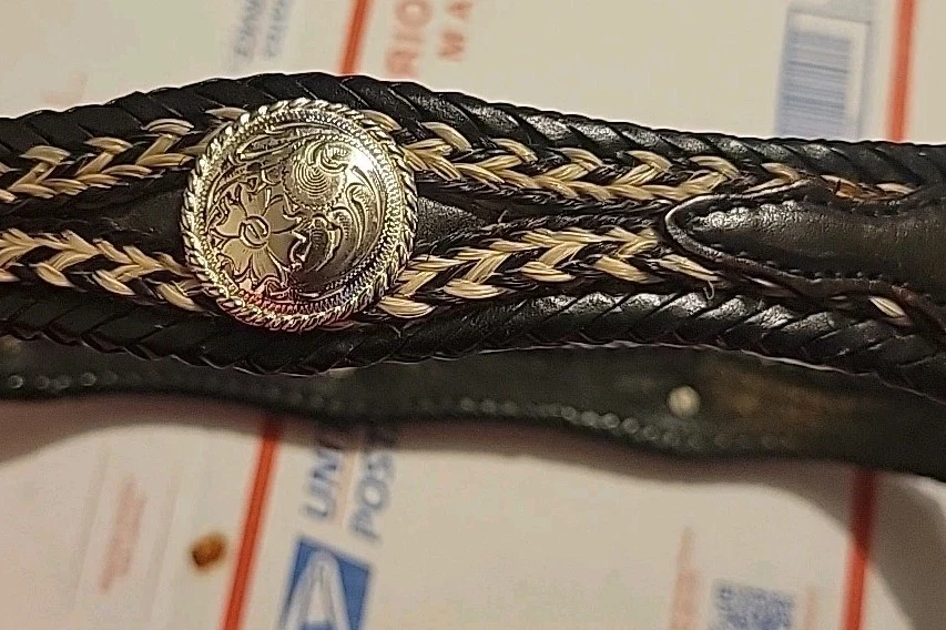 Cinto ocidental masculino Tony Lama 7106L couro genuíno marrom tamanho 38L/fivela de prata - Imagem 2 de 4