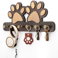 Farmhouse Key Holder for Wall - Decorative Dog Leash Hanger Wall Mounted and ...