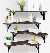Corner Floating Shelves Set of 4Corner Wall ShelvesRustic Wood Wall Mounted S...
