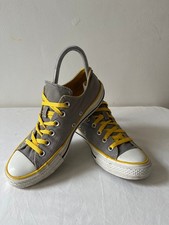 Converse All Star Trainers Women's Size UK 6 Grey Yellow Low Top Casual Sneaker