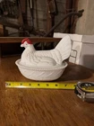 Westmoreland White Milk Glass Hen On Nest Covered Dish With Red Comb VINTAGE