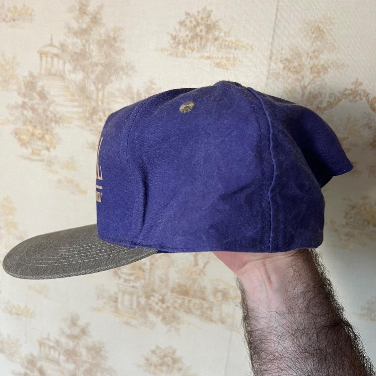 Vintage 90s Stone Hill Winery Hat | Purple & Gray Leather Strapback | OSFA View 3