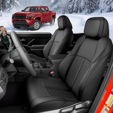 Seat Covers for Toyota Tacoma 2024 2025 2026 Double Cab, Gas Only Faux Leat...
