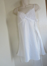 OSCAR DE LA RENTA LACE TRIM SATIN CHEMISE-SLIP, IVORY WHITE, SMALL, NWOT
