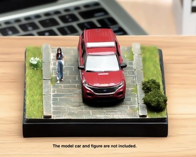 1:64 Painted Car Model Base Miniature Diorama Road Sand Scenario Faux Grass Land