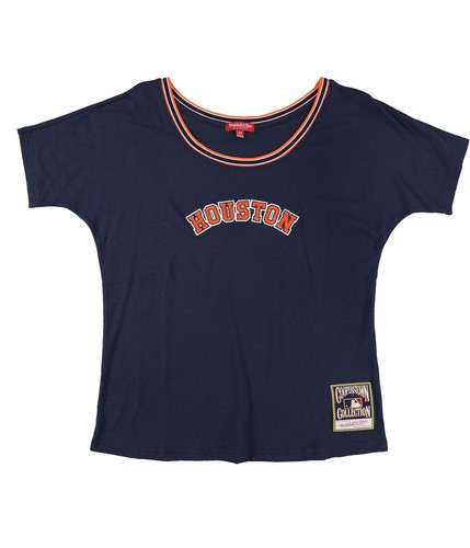 Mitchell & Ness Womens Houston Graphic T-Shirt, Blue, Medium