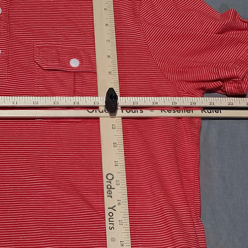 Jack Spade Polo Shirt Mens Medium Red Striped Short Sleeve Cotton Pocket Classic - Image 3 of 4