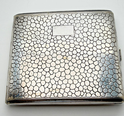 Art Deco Etui Zigarettenetui cigarette case Zigaretten 8x9cm Mono Alpacca Silber