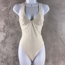 Reformation Bodysuit Womens Size Small Beige Stretch Scoop Neck Lounge