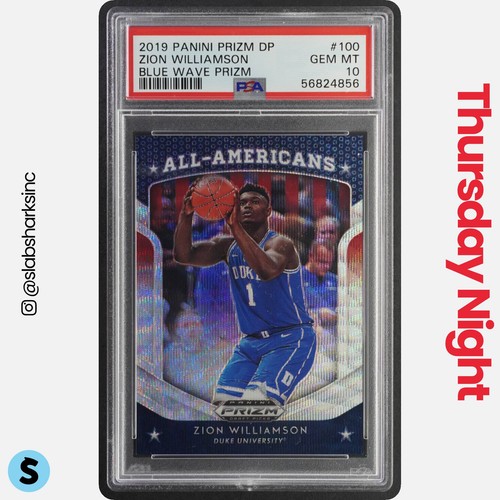 2019 PANINI PRIZM DRAFT PICKS ZION WILLIAMSON PRIZMS BLUE WAVE RC /299 PSA 10