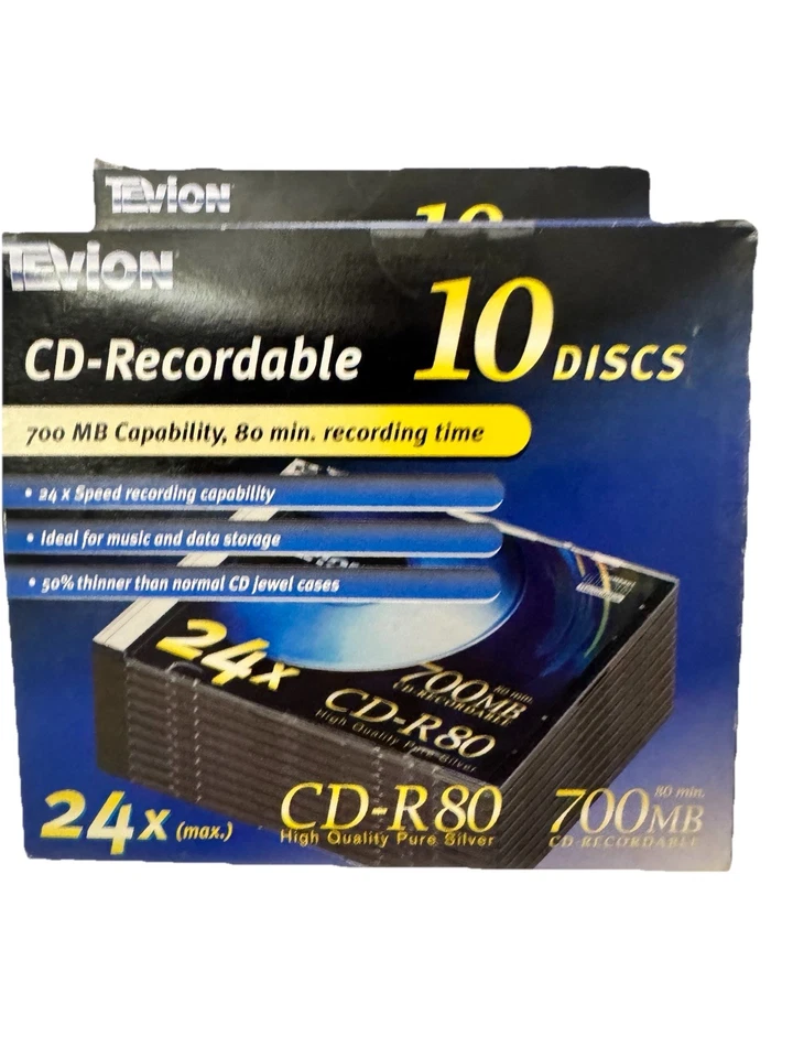 Cds blank Tevion CD-R80 700MB Recordable Black CD’s SEALED 2x10 pack 20pcs - Image 3 of 4