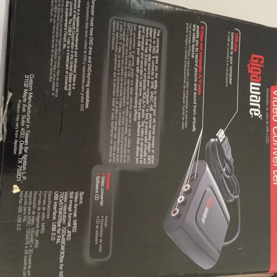 Gigaware VHS-to-DVD Converter 25-1141 -Brand New - Open Box - Image 4 of 4