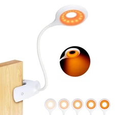 Clip-on Reading Light for Bed - Amber Book Read Light Rechargeable 5 Brightne...