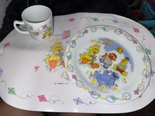 1986 Vintage Sesame Street Plate, Cup, And Placemat