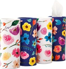 Car Tissue Holder 4-Pack with Travel Tissues - Convenient Floral Design