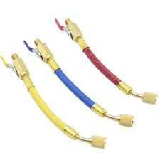 R134A R410A R22 R12 Charging Hoses and Ball Valve Set HVAC Low Loss Fittings Set