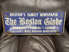 Vintage The Boston Globe Newspaper Steel Stand Sign Rare 17”x6.5” Boston Ma Vintage The Boston Globe Newspaper Steel Stand Sign Rare 17”x6.5” Boston Ma