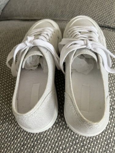 H&M LADIES WHITE SPARKLE SNEAKERS - SIZE EUR 38 - LIKE NEW! - Picture 7 of 10