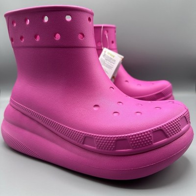 CROCS Classic Crush Waterproof 6'' hi-top US M7/W9 Hot Pink Pull On Rain Boots