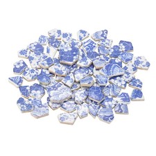 Irregular Ceramic Mosaic Tiles, 500g/1.1lb Broken Tiles, Blue/White Series