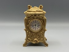 Antique French Style Gilt Brass Miniature Carriage Clock Rococo Case 7.5cm