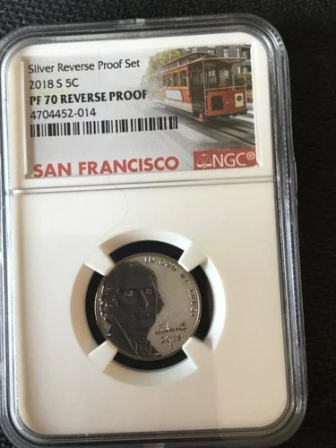 2018 s reverse proof jefferson nickel ngc pf 70