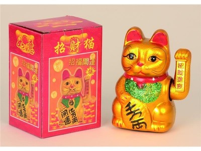 Chinesische Glückskatze mit Winke-Tatze - 17cm hoch - Keramik