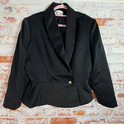 Henry-Lee Blazer Women XL Black Vintage 80s 90s Shawl Collar