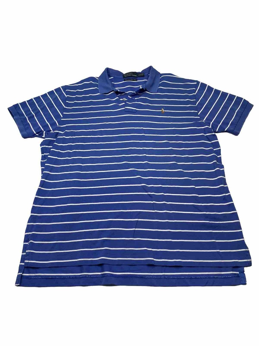 Ralph Lauren Blue White Striped Short Sleeve Golf Polo
