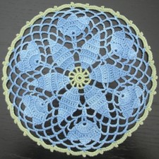 Hand Crochet Doily Round 19 cm/7.5  Blue Gree...